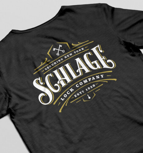 Schlage Shirt Design - Dark Roast Media Print and Collateral Design Services