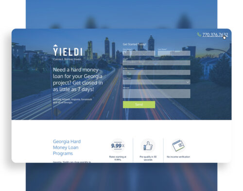 Yieldi Landing Page - Dark Roast Media Web Development Services
