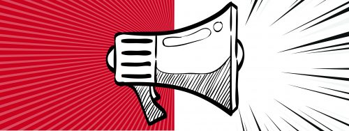 Illustration of megaphone to represent brand voice and tone.