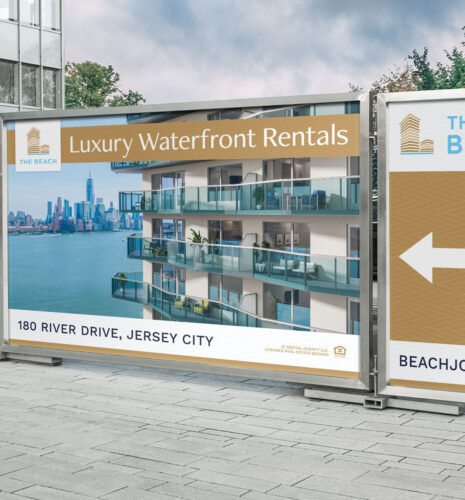 The Beach - Branded Construction Signage - "Inspired Waterfront Living"