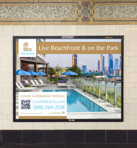 The Beach - Branded Subway Signage - "Live Beachfront & on the Park"